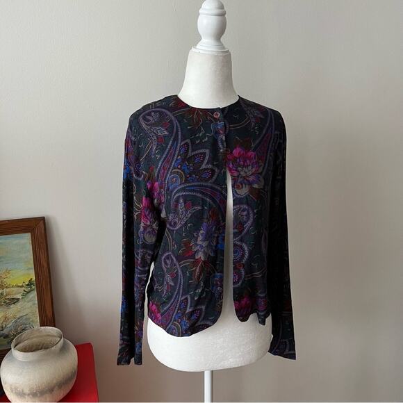 Vintage Purple Printed Button-Front Top - Picture 1 of 4